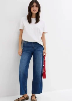 Loose Straight-Jeans Mid Waist, cropped