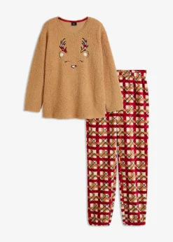 Loungewear Hausanzug aus Fleece mit Stickerei