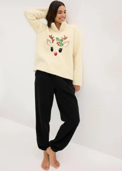 Loungewear Teddy Hausanzug mit Fleecehose