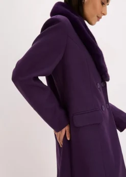 Mantel mit abknöpfbaren Fellimitatkragen