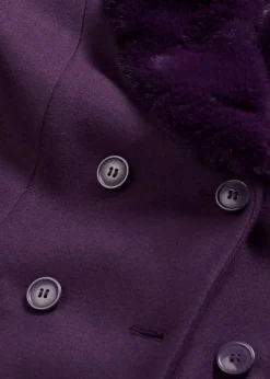 Mantel mit abknöpfbaren Fellimitatkragen