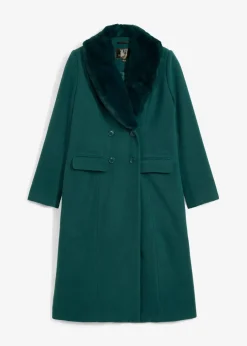 Mantel mit abknöpfbaren Fellimitatkragen