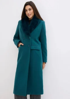 Mantel mit abknöpfbaren Fellimitatkragen