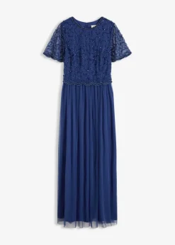 Maxikleid aus feinem Tüll mit Paillettenstickerei