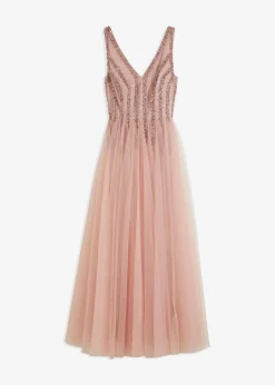 Maxikleid aus feinem Tüll mit Paillettenstickerei
