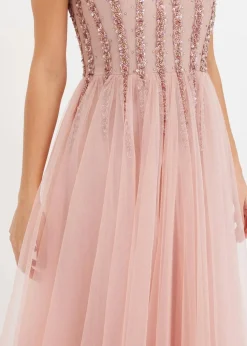 Maxikleid aus feinem Tüll mit Paillettenstickerei