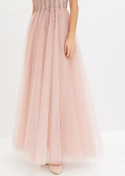 Maxikleid aus feinem Tüll mit Paillettenstickerei