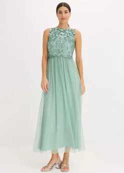 Maxikleid mit Paillettenstickerei