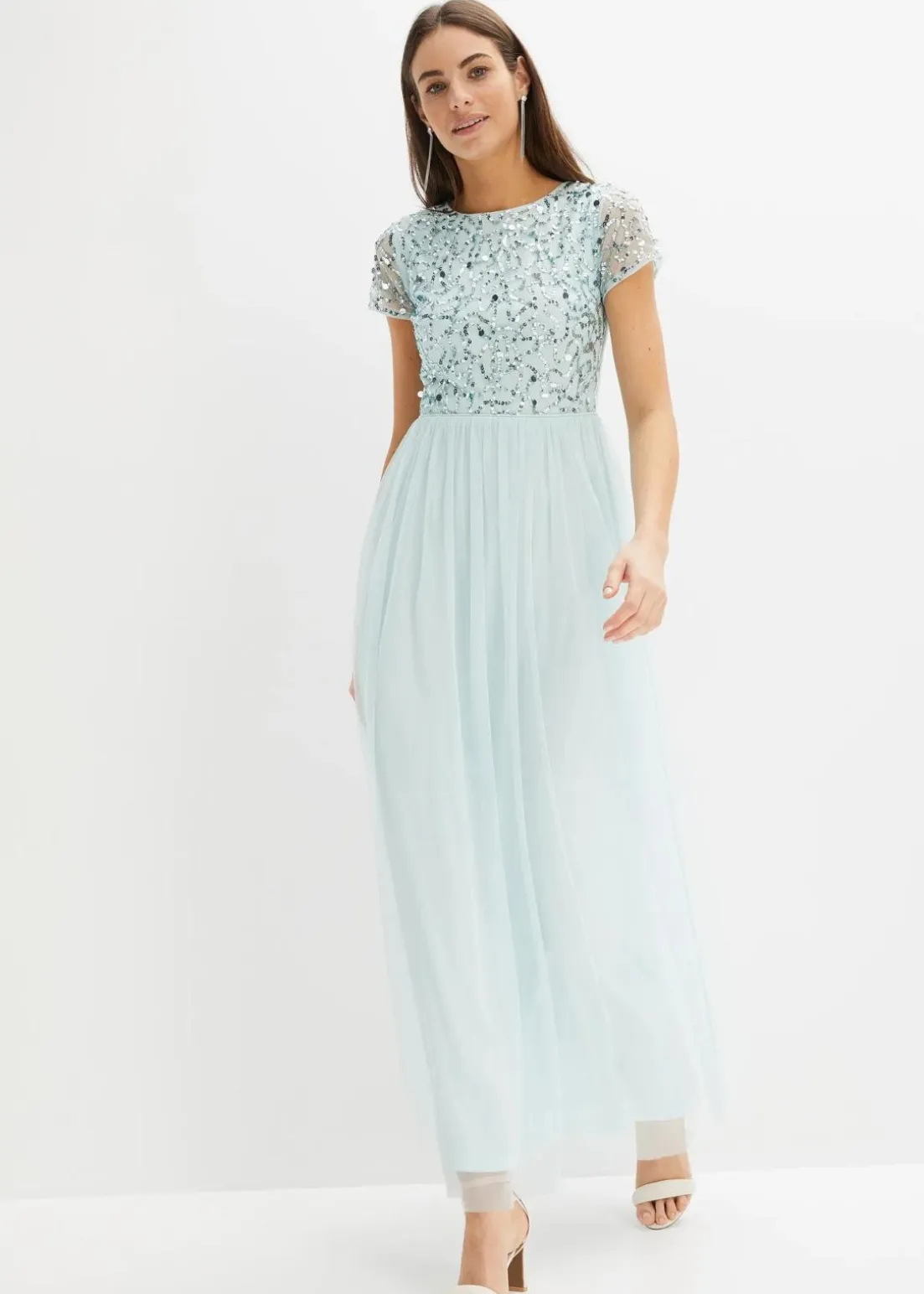 Maxikleid mit Paillettenstickerei