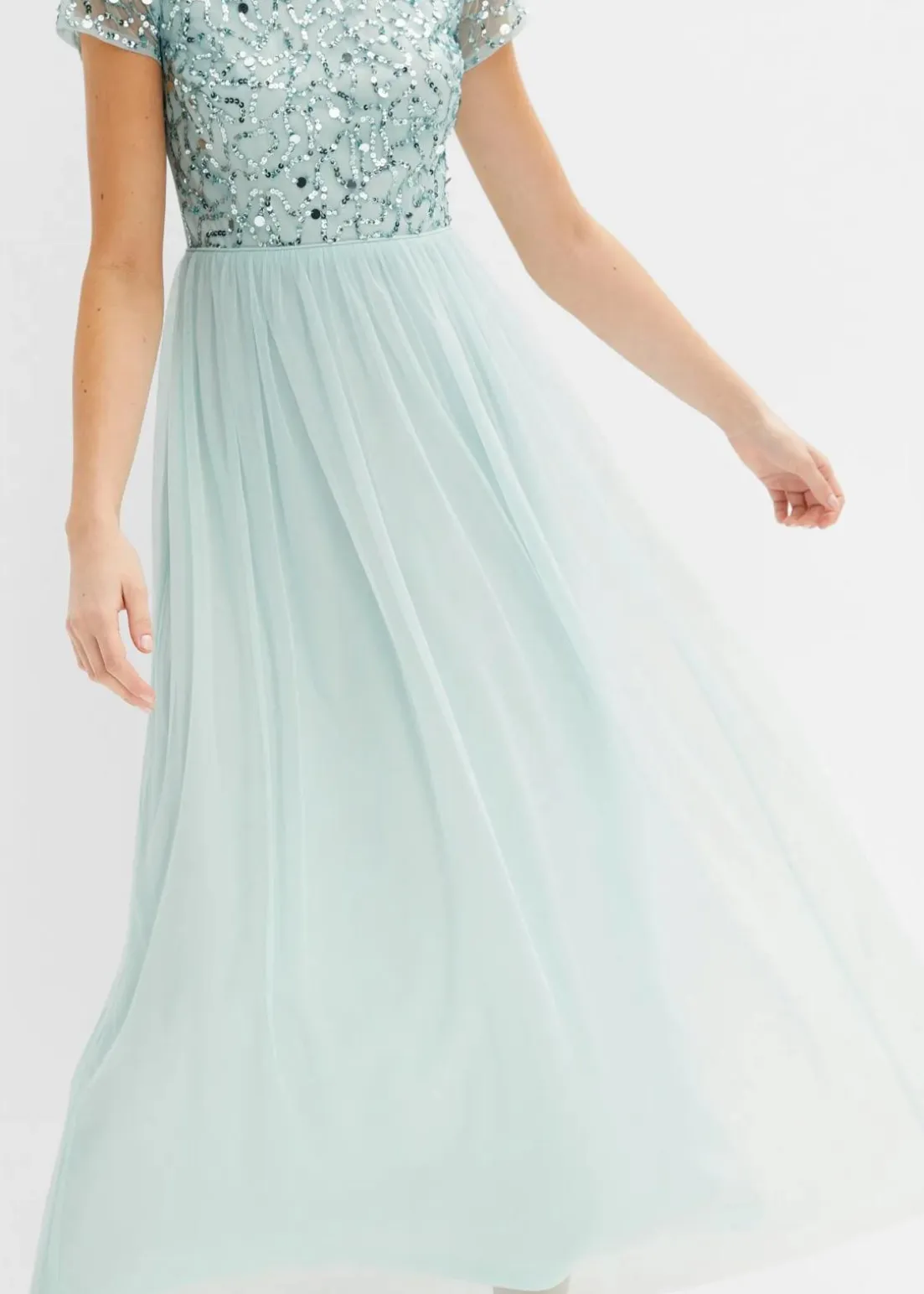 Maxikleid mit Paillettenstickerei