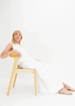 Maxirock aus Bio-Baumwolle mit Lochstickerei