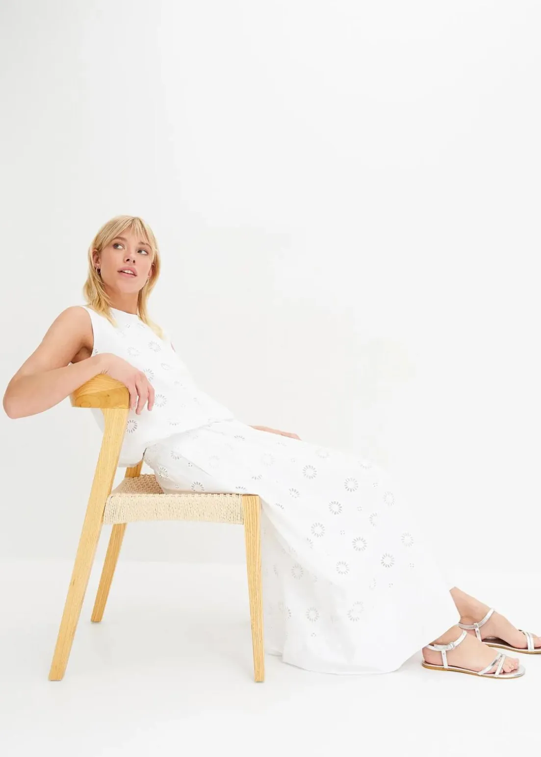 Maxirock aus Bio-Baumwolle mit Lochstickerei