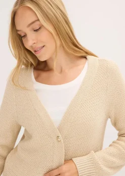 Melange Strickjacke mit goldfarbigen Knöpfen