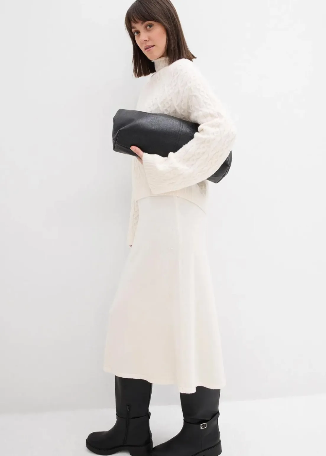 Midi Strickrock aus softem Viskose-Mix