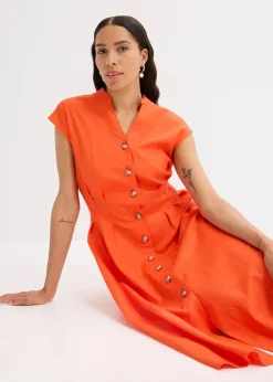 Midikleid aus leichtem Leinen-Mix