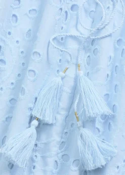 Midikleid aus reiner Baumwolle mit Lochstickerei