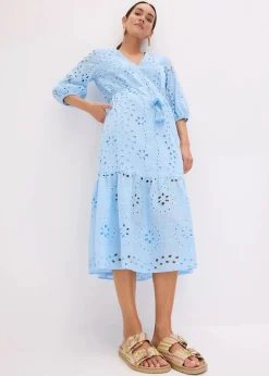 Midikleid aus reiner Baumwolle mit Lochstickerei