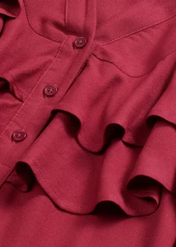 Midikleid mit Volants aus strukturiertem Crêpe