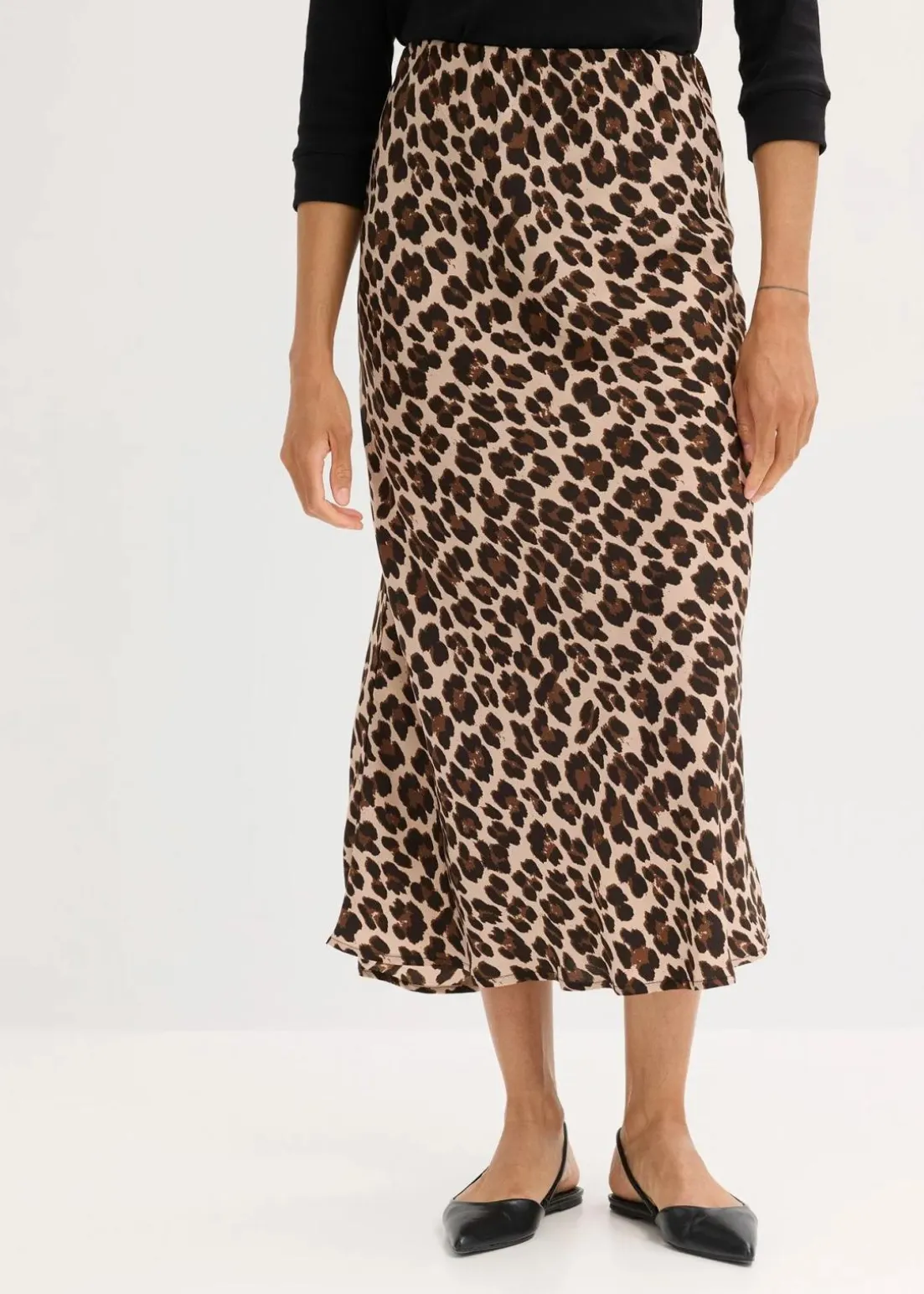 Midirock aus fließendem Satin