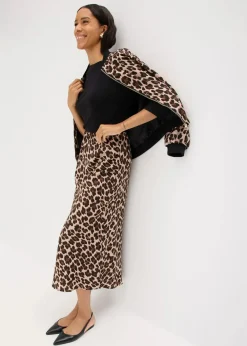 Midirock aus fließendem Satin