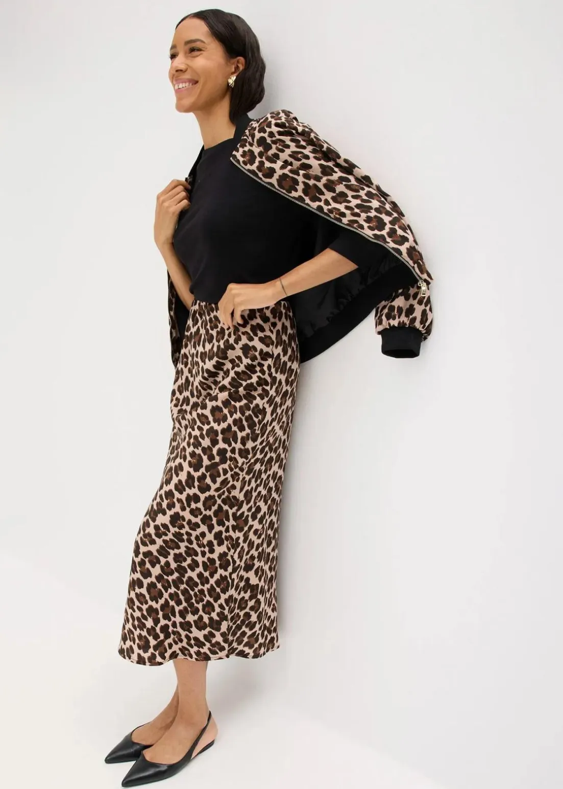 Midirock aus fließendem Satin