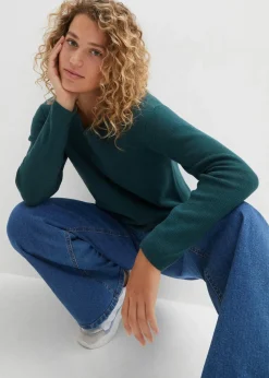 Milano Rib Pullover mit V-Ausschnitt