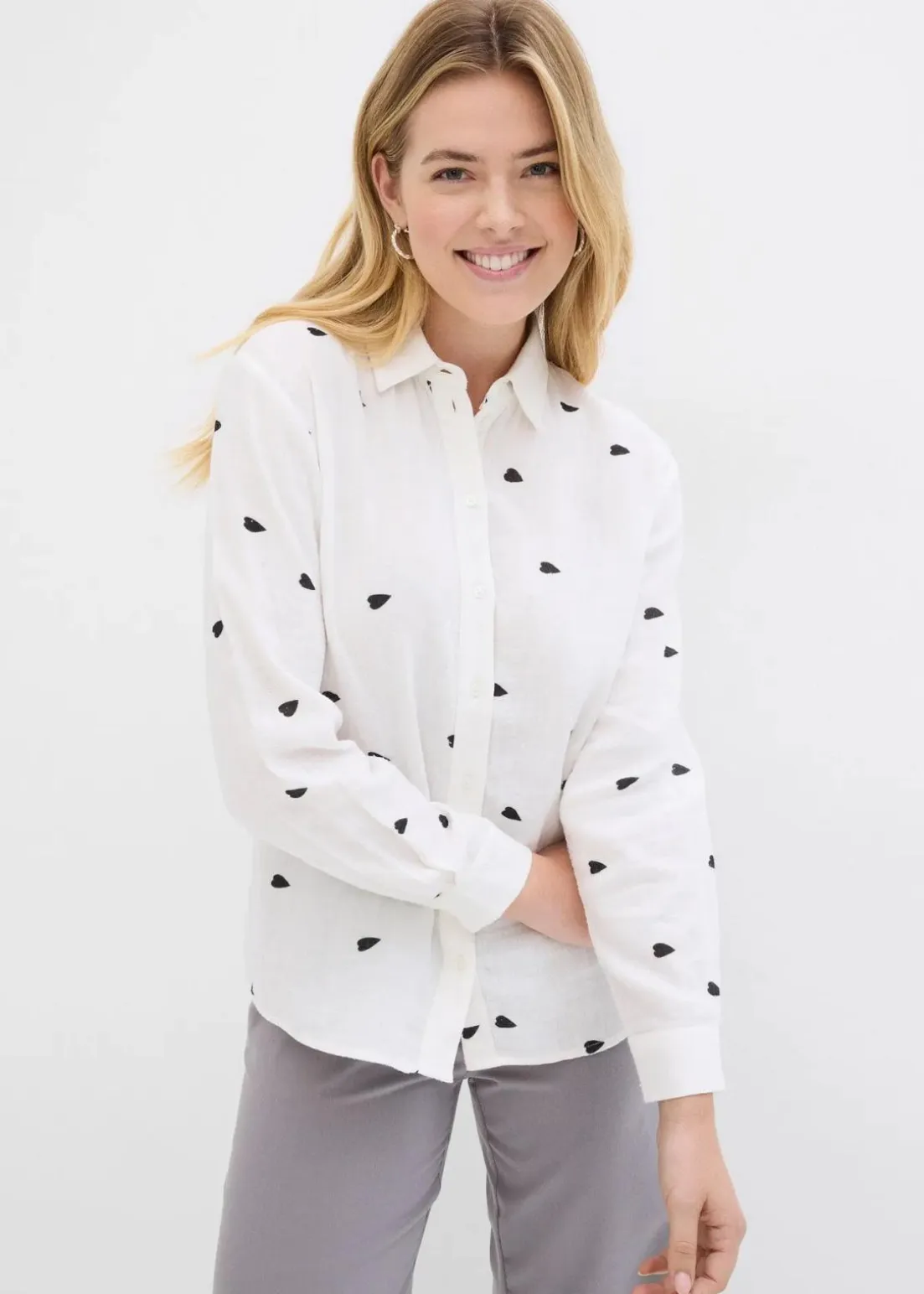 Musselin-Bluse mit Herzen