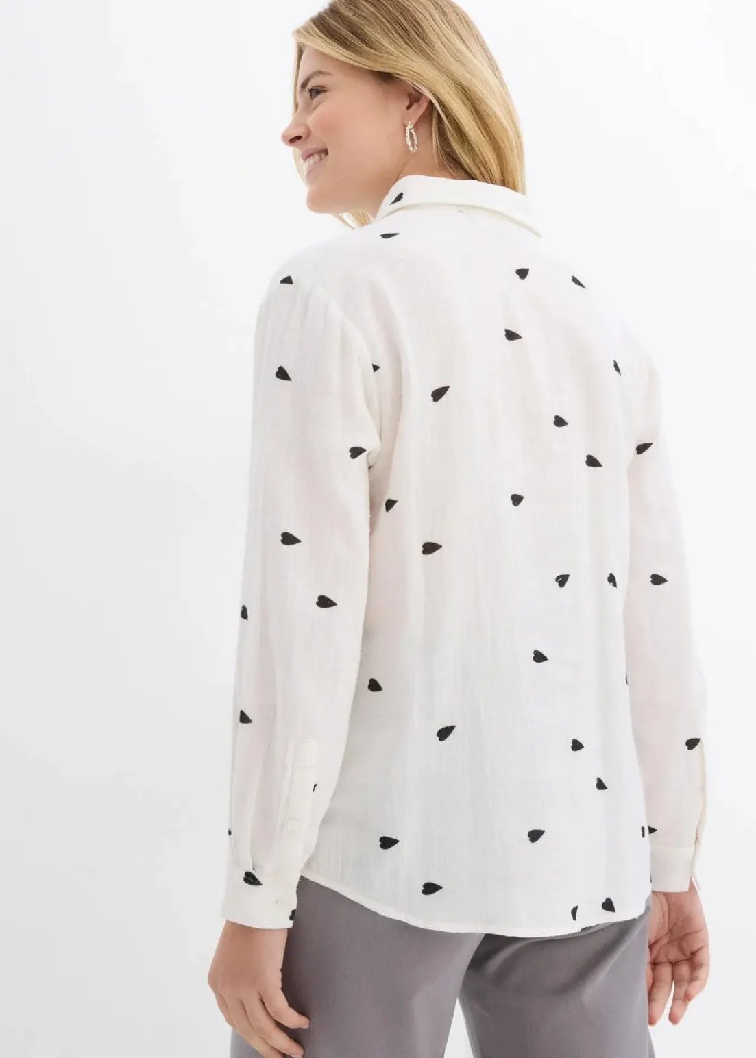 Musselin-Bluse mit Herzen