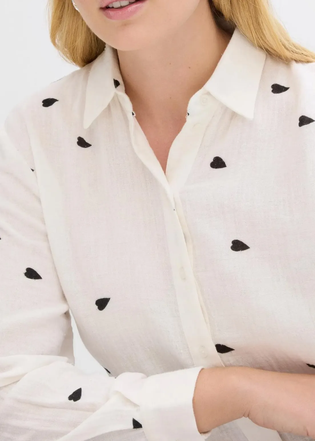 Musselin-Bluse mit Herzen