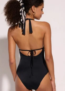 Neckholder-Badeanzug mit tiefem Ausschnitt