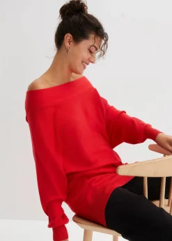Off-Shoulder-Pullover aus Viskose-Mix