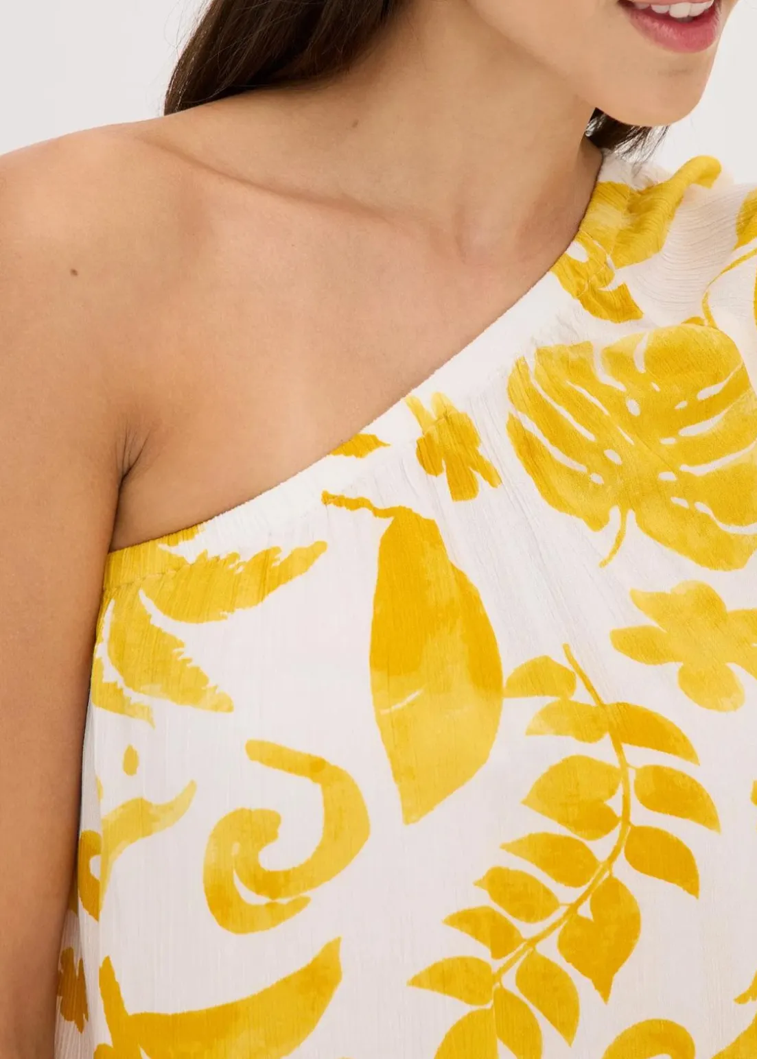 One-Shoulder-Bluse aus strukturierter Viskose