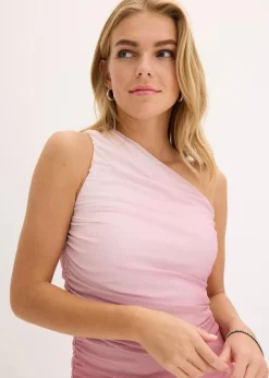 One-Shoulder-Kleid mit Mesheinsatz