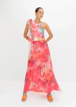 One-Shoulder-Kleid mit plissiertem Tüllrock