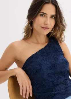 One-Shoulder-Top mit Stickerei