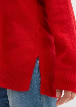 Oversize Longpullover mit Seitenschlitzen