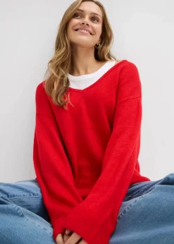 Oversize Longpullover mit Seitenschlitzen