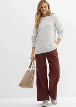 Oversize Longpullover mit Seitenschlitzen