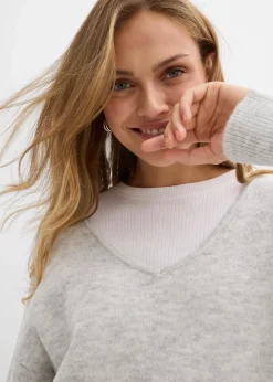 Oversize Longpullover mit Seitenschlitzen