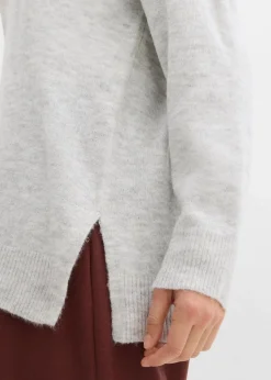 Oversize Longpullover mit Seitenschlitzen