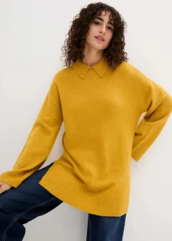 Oversize Pullover mit Turtleneck und Seitenschlitzen
