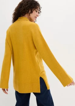 Oversize Pullover mit Turtleneck und Seitenschlitzen