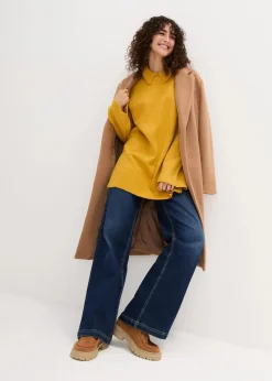 Oversize Pullover mit Turtleneck und Seitenschlitzen