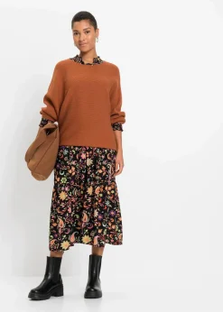 Oversize Ripp-Pullover aus Viskose-Mix