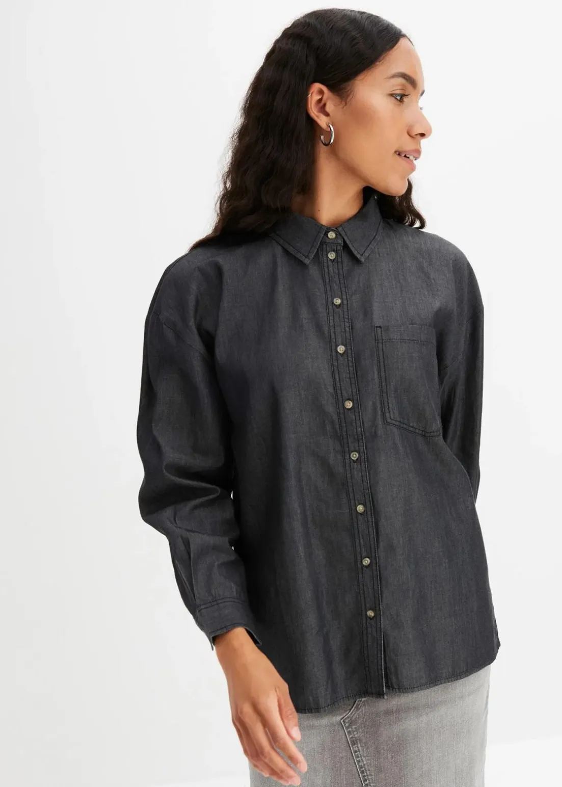 Oversized Jeanshemd aus Bio-Baumwolle
