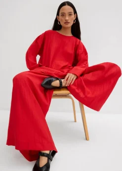 Oversized Tunikabluse aus strukturiertem Crinkle-Viskose-Mix