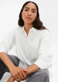 Oversize-Hemd aus Baumwolle mit 3/4 Arm