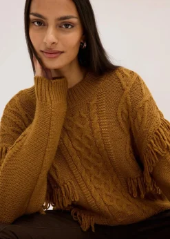 Oversize-Pullover mit Fransen