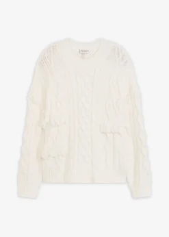 Oversize-Pullover mit Fransen