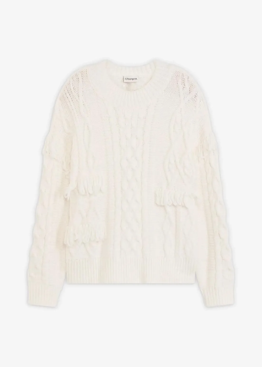 Oversize-Pullover mit Fransen